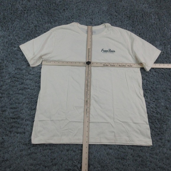 Free Rein Coffee Shirt Mens Large Off White Graphic Tee Short Sleeve Logo - Picture 2 of 8